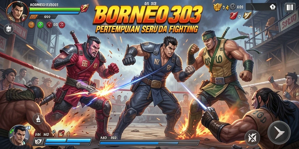 Tangkapan layar BORNEO303 menunjukkan aksi pertarungan yang intens.
