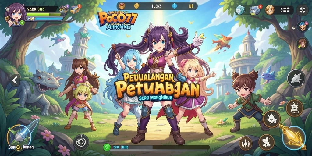 Tampilan gameplay COO77 yang penuh warna dan aksi seru.