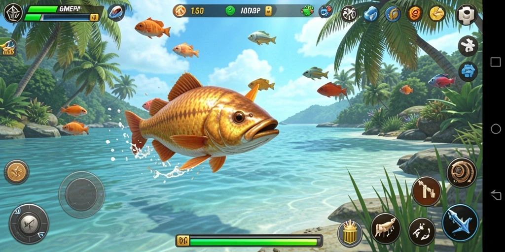 Screenshot GAMERP menunjukkan aksi seru menembak ikan.