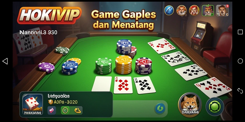 Tampilan seru gameplay Gaple HOKIVIP dengan teman-teman.