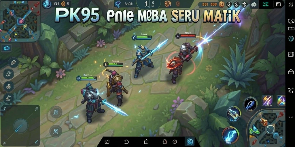 Screenshoot gameplay PK95 yang penuh aksi di arena MOBA.