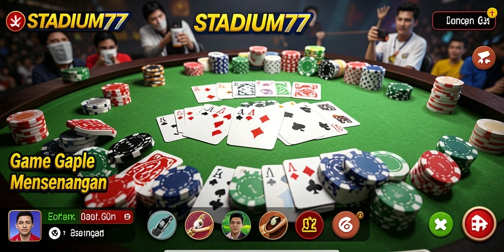 Antarmuka menawan dan gameplay seru dalam STADIUM77.