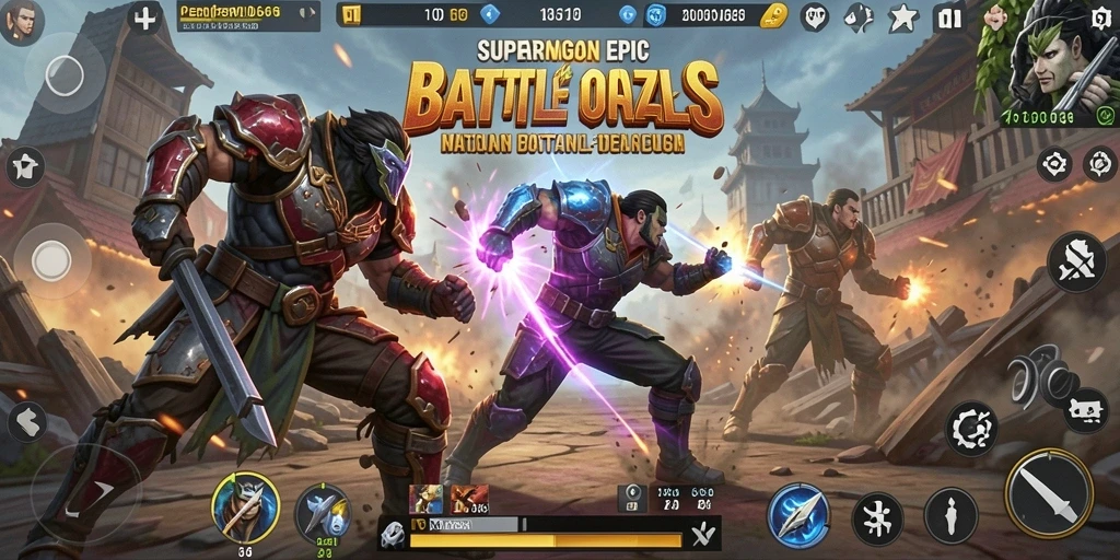 Tangkapan layar SUPERWD666 menampilkan aksi seru dalam mode Battle Royale.